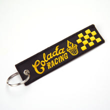 Load image into Gallery viewer, Cafeína y Gasolina, Colada Racing, Double-Sided Embroidered Keychain