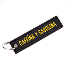 Load image into Gallery viewer, Cafeína y Gasolina, Colada Racing, Double-Sided Embroidered Keychain