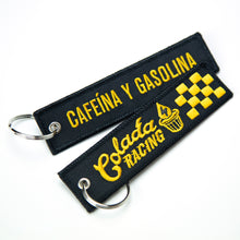 Load image into Gallery viewer, Cafeína y Gasolina, Colada Racing, Double-Sided Embroidered Keychain