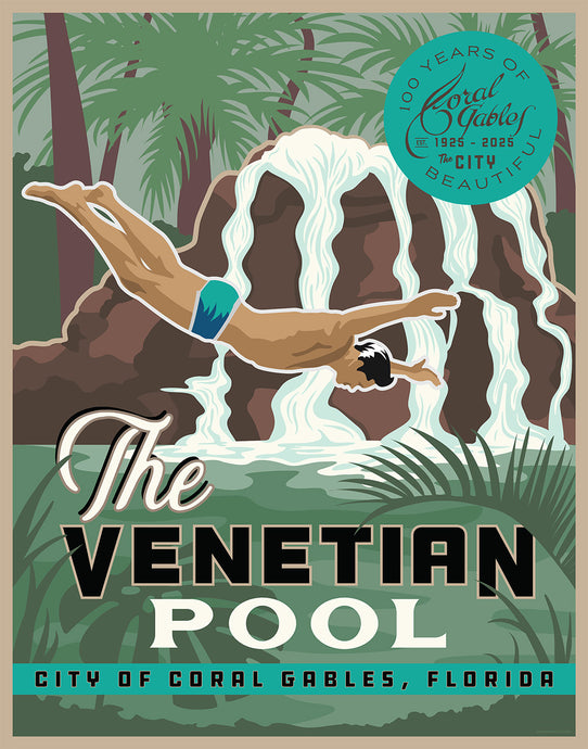 Coral Gables Venetian Pools Diver Print