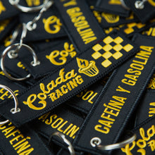 Load image into Gallery viewer, Cafeína y Gasolina, Colada Racing, Double-Sided Embroidered Keychain