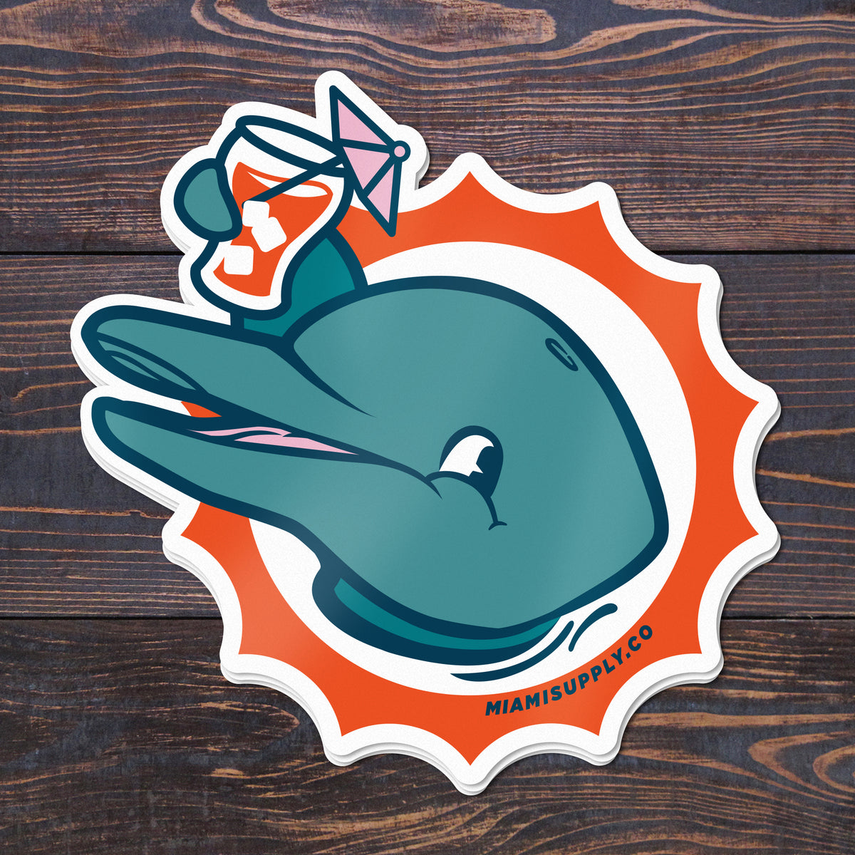 Tailgate Party Dolphin sticker 3-pack – Miami Supply Co.